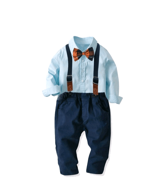 kid's dress shirt and pants suspender bowtie set Lucas — Junebuggies